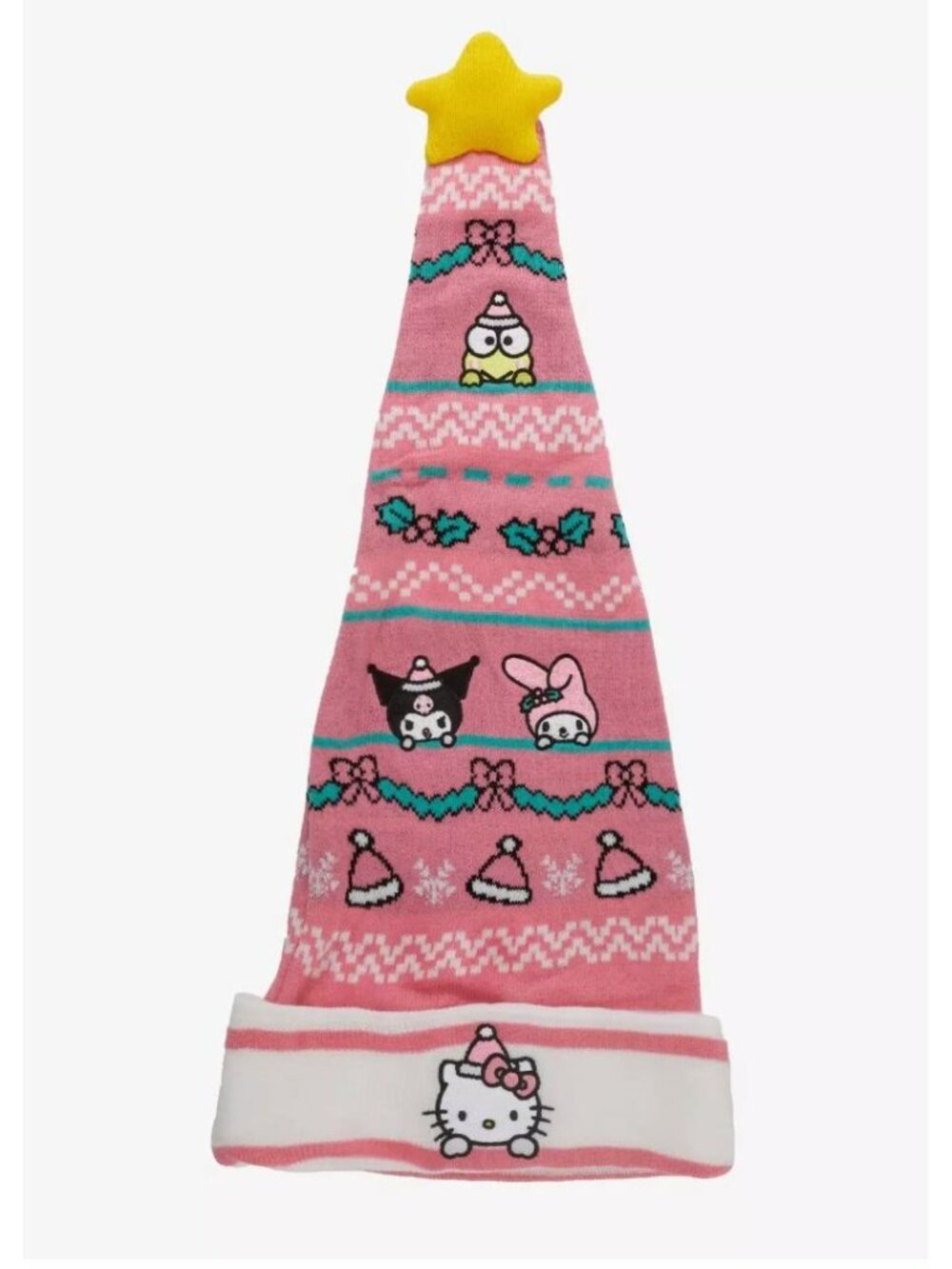 Hello Kitty & Friends Pink Knit Santa Hat With Star Topper